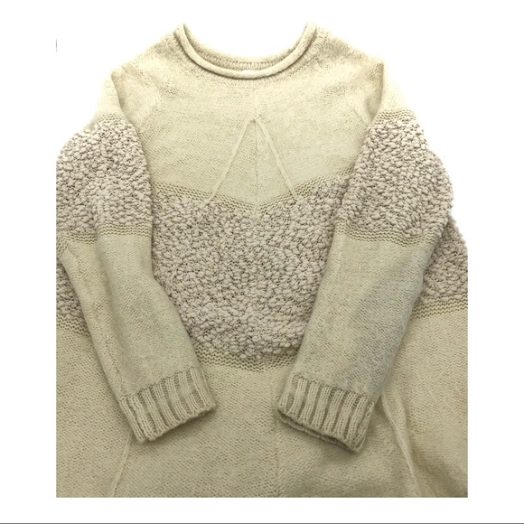 Sweaters - 3 for $9 | Boutique Women’s Beige Fluffy Popcorn Color Block Crewneck Sweater